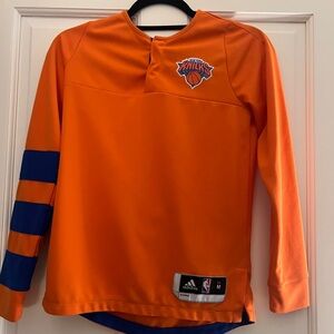 Youth Medium New York Knicks Adidas Orange  Shooting long Sleeve T-Shirt